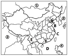 疆域 我国的领土和邻国 中国的海洋国土  【推荐2】   下图是中国空白