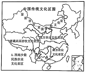 【推荐3】读"中国传统文化区图",回答下列问题.