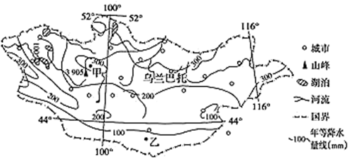 农业的区位选择  【推荐3】下图为蒙古国年降水量分布图