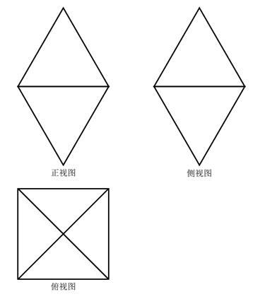 的菱形,俯视图是正方形,则这个装饰物的体积为(   )