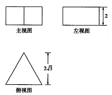 若一个正三棱柱的三视图如图所示,则这个三棱柱的高是 ______;底