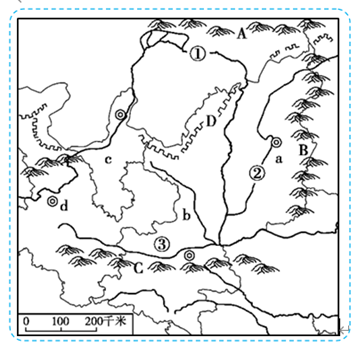 读"黄土高原示意图",回答问题.