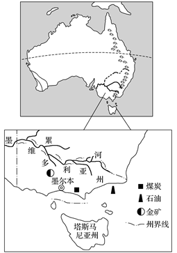 材料一 维多利亚州位于澳大利亚大陆东南部,北部以墨累河,西部以经线