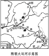 (1)依据材料一,将手绘地图补充完整;并说出隋朝大运河的特点.