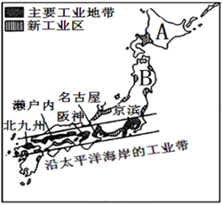 读日本工业分布示意图.读图回答下列问题.