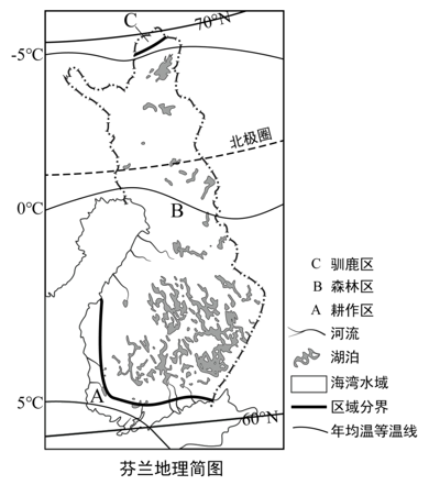 分析芬兰亚寒带针叶林广泛分布的自然地理原因.