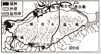 塔里木盆地城镇,交通线的分布【小题1】图中和田周围的绿洲,其灌溉