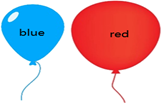 词汇 看图写单词 the blue balloon is ________ than the red one